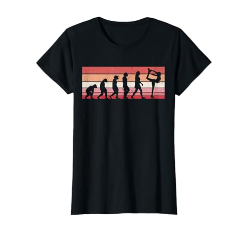 Eiskunstlaufen Eislaufen Evolution Eisläuferin Damen Mädchen T-Shirt von Schlittschuhläuferin Eiskunstlaufen Zubehör Frauen
