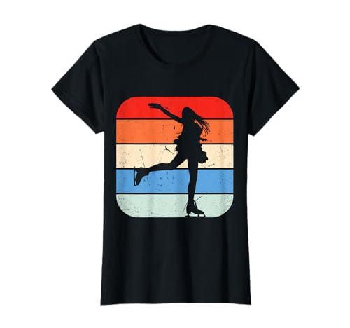 Eiskunstlaufen Eislaufen Retro Eisläuferin Mädchen T-Shirt von Schlittschuhläuferin Eiskunstlaufen Zubehör Frauen