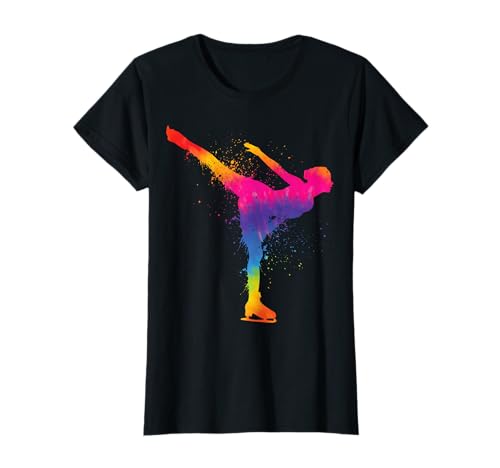 Eiskunstlaufen Eislaufen Retro Splash Eisläuferin Mädchen T-Shirt von Schlittschuhläuferin Eiskunstlaufen Zubehör Frauen