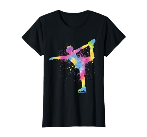 Schlittschuhläuferin Eiskunstlaufen Zubehör Frauen Retro Splash Eisläuferin Mädchen T-Shirt von Schlittschuhläuferin Eiskunstlaufen Zubehör Frauen