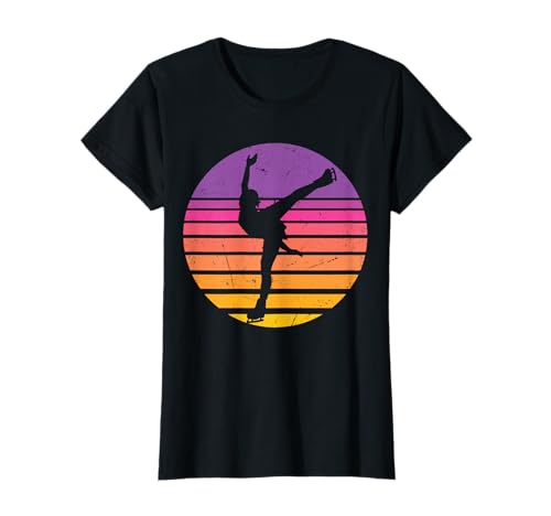 Eiskunstlaufen Eislaufen Retro Sunset Eisläuferin Mädchen T-Shirt Eiskunstlaufen Eislaufen Retro Sunset Eisläuferin Mädchen T-Shirt von Schlittschuhläuferin Eiskunstlaufen Zubehör Frauen