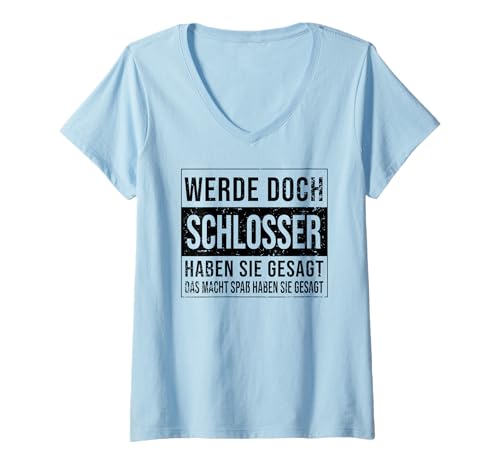 Damen Schlosser Geburtstag Arbeit witzige Handwerker Schlosser T-Shirt mit V-Ausschnitt von Schlosser Zubehör Geschenke Geburtstags-Shirts