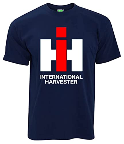 T-Shirt IHC International Harvester Oldtimer Herren-Shirt Logo Kurzarm Rundkragen Brustdruck | Navyblau | Größe XL von Bimaxx