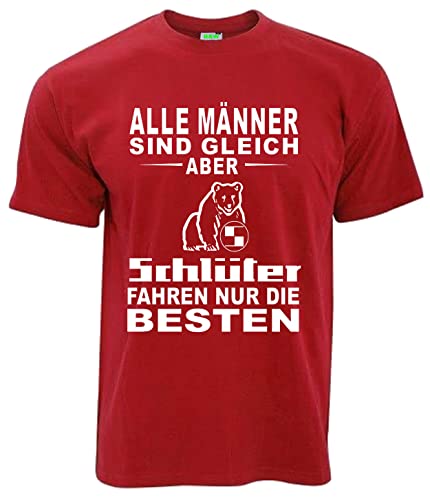 Schlüter T-Shirt Alle Männer sind gleich, Schlepper Fahren nur die Besten Herren, Kurzarm, Brustdruck | Rot | Größe XL von Schlüter