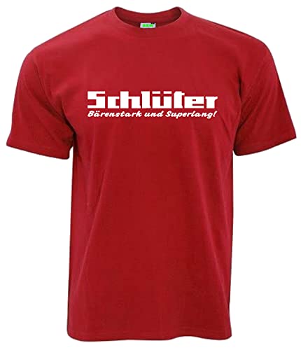Schlüter Bärenstark und Superlang Herren T-Shirt Kurzarm Brustdruck | Rot | Größe XL von Schlüter