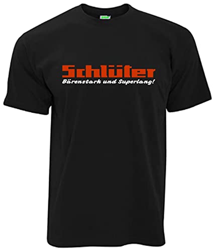 Schlüter Bärenstark und Superlang Herren T-Shirt Kurzarm Brustdruck | Schwarz | Größe L von Schlüter