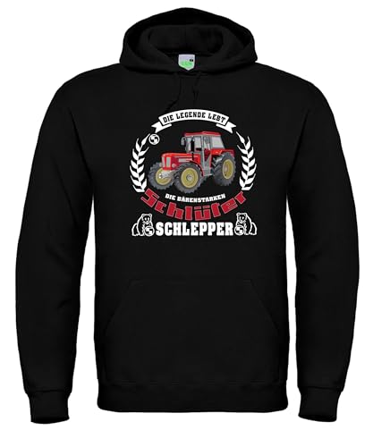 Schlüter Hoodie Die Legende lebt Herren-Kapuzensweatshirt Langarm Kordelzug | schwarz | Druck Weiss | Größe 3XL von Schlüter