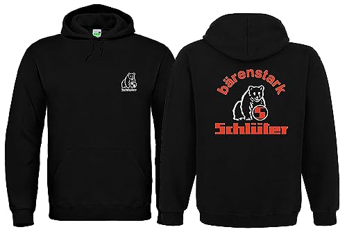 Schlüter Hoodie Kapuzen-Sweatshirt Brust- und Rückendruck, Herren Pullover, Kapuze, Langarm | Schwarz, Druck weiß/rot | Größe 3XL von Schlüter