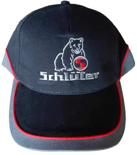 Schlüter Oldtimer Kappe Teamwear Competition Cap 100% gebürstete Baumwolle Stickmotiv in Silbergrau/rot | Schwarz/Rot/Grau von Schlüter