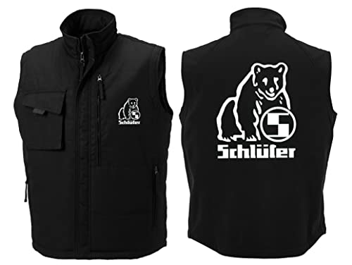 Schlüter Oldtimer Weste Brust- und Rückendruck Ärmellos verdeckter Reißverschluss | Schwarz | Druck weiß | Größe 3XL von Schlüter