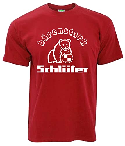 Schlüter Bärenstark Traktormotiv T-Shirt Herren Kurzarm Rundkragen Brustdruck | Rot | Größe L von Schlüter