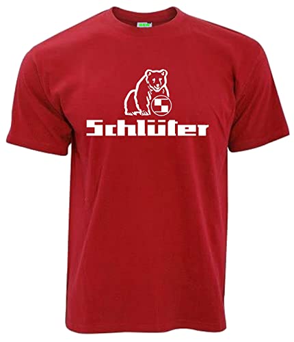 Schlüter T-Shirt Schriftzug mit Bärenlogo, Herren, Kurzarm, Rundhals | Rot | Größe XL von Schlüter