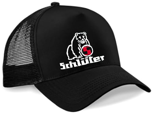 Schlüter Trucker-Cap (Kappe mit Netzteil) Oldtimer Mütze Gesticktes Logo Herren Einheitsgröße Plastik-Klipp-Verschluss | Größe: Einheitsgröße | Farbe: Schwarz von Schlüter