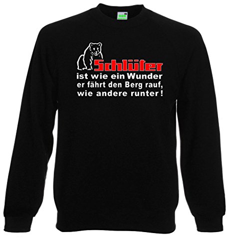 Schlüter ist wie ein Wunder Pullover Herren-Sweatshirt Langarm Rundkragen Brustdruck | Schwarz | Größe XXL von Schlüter