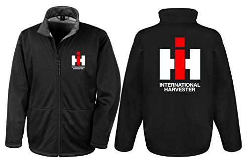 Softshell-Jacke IHC Int. Harvester mit Brust- und Rückendruck Herren Langarm | Schwarz | Größe XXL von Schlüter