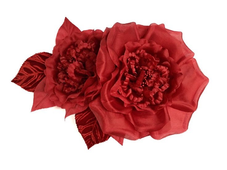 10 "Couture Blumengirlande - Geöffnete Rosen Und Handverdrahtete Blätter, Alle Aus 100% Seidensatin Faced Organza 10 "Couture Blumengirlande - Geöffnete Rosen Und Handverdrahtete Blätter, Alle Aus 100% Seidensatin Faced Organza von SchmalbergFlowersNYC