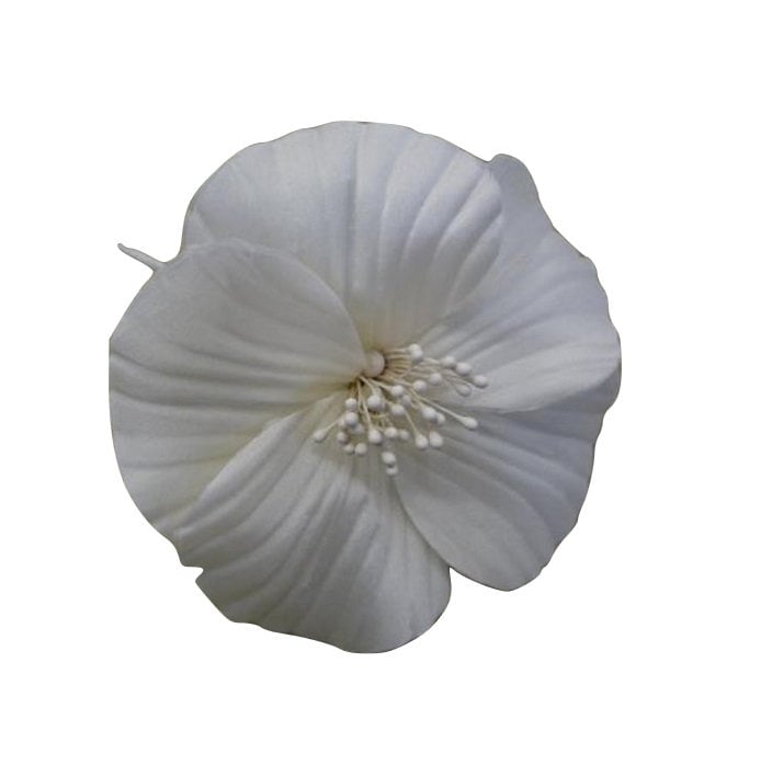 4 "Hand-Wired Seide Hibiskus Braut Stoff Blumenclip von SchmalbergFlowersNYC