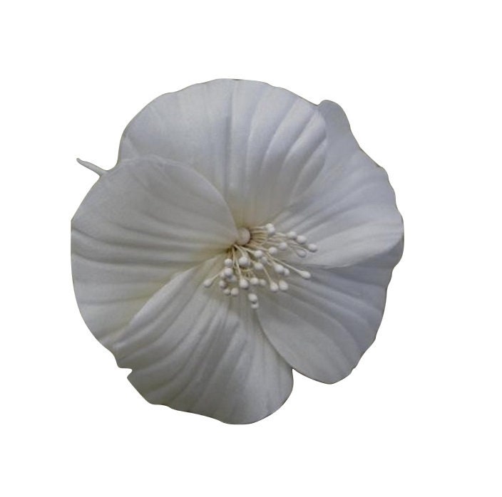 4 "Hand-Wired Seide Hibiskus Braut Stoff Blumenclip 4 "Hand-Wired Seide Hibiskus Braut Stoff Blumenclip von SchmalbergFlowersNYC