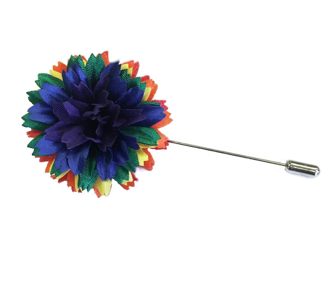 M & S Schmalberg 1.5"Regenbogen Pride Satin Nelke Brosche Herren Anstecknadel Made in Usa | Stick Pin von SchmalbergFlowersNYC