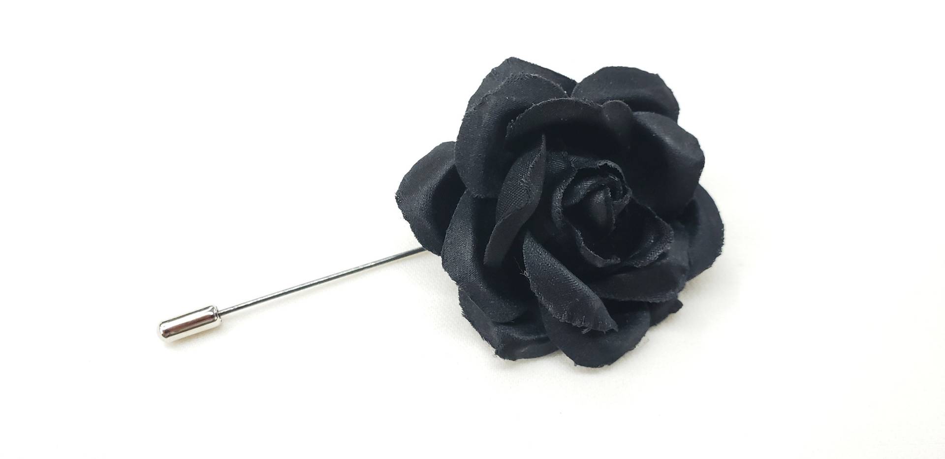 M & S Schmalberg 2 "Schwarze Seidenrose Anstecknadel. Stoffblumenbrosche Made in New York von SchmalbergFlowersNYC