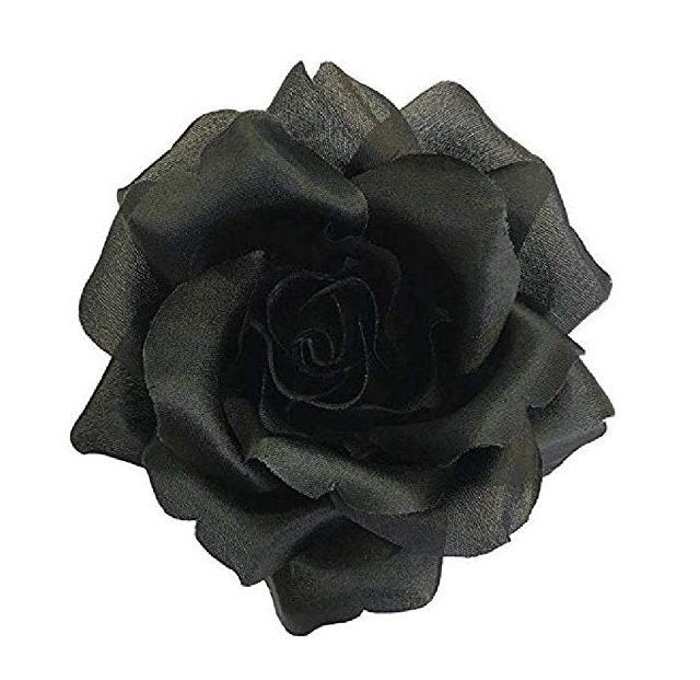 M & S Schmalberg 3, 5 "Schwarz Seide Stoff Rose Blume Pin Brosche - Made in Usa von SchmalbergFlowersNYC