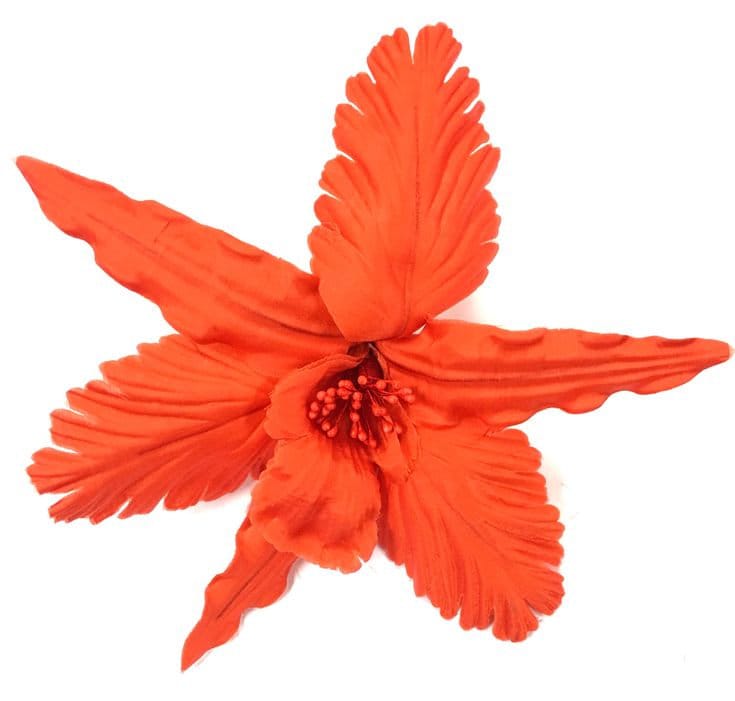 M & S Schmalberg Handverdrahtete 17, 8 cm Hellorange Orchideen-Blumenbrosche von SchmalbergFlowersNYC