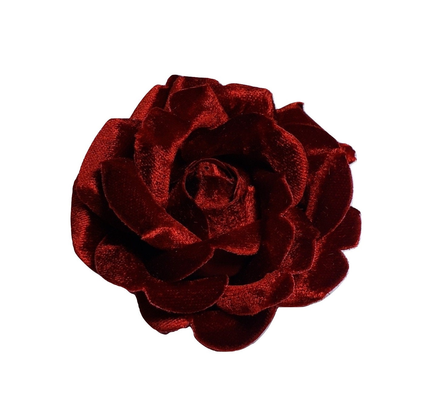 M & S Schmalberg Red Velvet Rose Stoffblume Anstecknadel/Brosche - Ca 3, 5 "Made in Den Usa von SchmalbergFlowersNYC