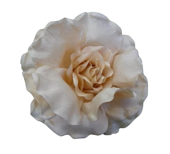 M & S Schmalberg Silk Fabric Blumen Anstecknadel - Special Peach Rose von SchmalbergFlowersNYC