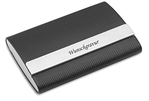 Visitenkartenetui Lederoptik Aluminium graviert Zwei separierten Fächern mit Gravur von Schmalz®