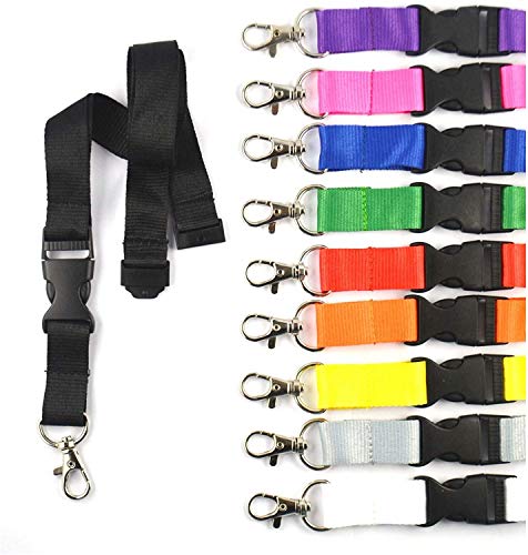 10 Stück unbedruckte Schlüsselbänder, Schlüsselband Lanyard neutral ohne Druck 20 mm breit, Steckverschluss Sicherheitsverschluss (lila) von Schmalz Werbeservice