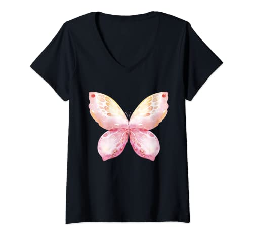 Damen Schmetterling Flügel Butterfly Karneval Fasching Tier Kostüm T-Shirt mit V-Ausschnitt von Schmetterling Butterfly Karneval Gruppen Kostüm