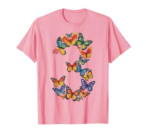 Schmetterling 3 Geburtstag Mädchen Süß Natur Outfit T-Shirt von Schmetterling Geburtstag Kollektion