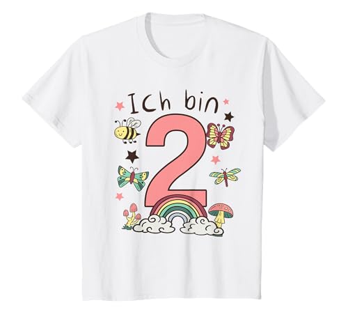 Ich bin 2 Jahre alt 2. Geburtstag Schmetterling - Mädchen T-Shirt von Schmetterling Mädchen Geschenke zum 2. Geburtstag