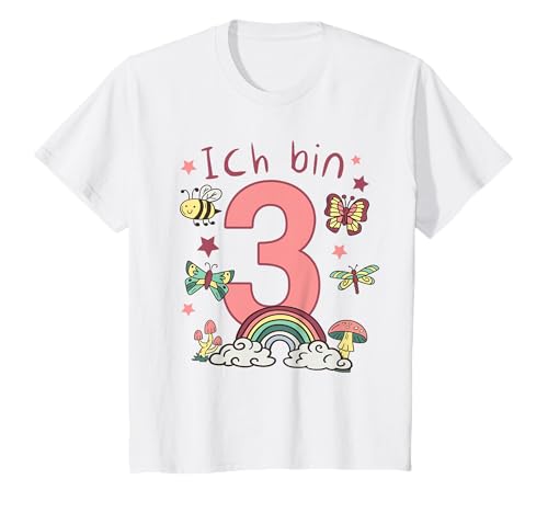 Mädchen Ich bin 3 Jahre alt 3. Geburtstag Schmetterling T-Shirt von Schmetterling Mädchen Geschenke zum 3. Geburtstag