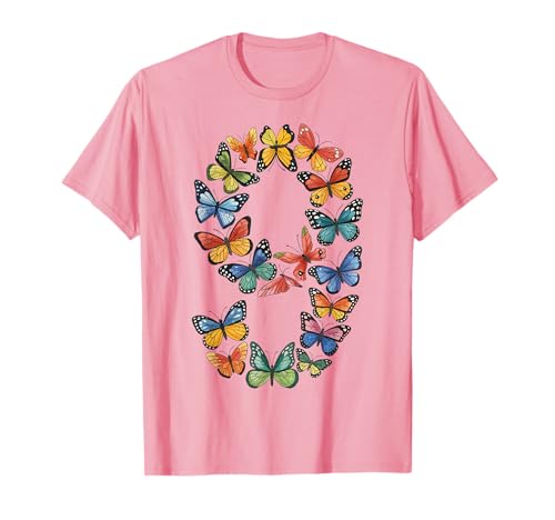 Süßes Schmetterling 9 Girl Birthday Shirt Natur Neun T-Shirt von Schmetterling Natur Geburtstag