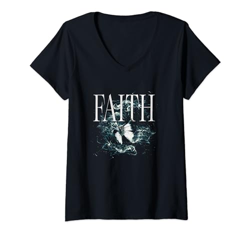 Damen Faith Schmetterling Streetwear T-Shirt mit V-Ausschnitt Damen Faith Schmetterling Streetwear T-Shirt mit V-Ausschnitt von Schmetterling