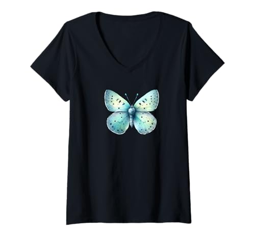 Damen Frühling Sommer Schmetterling Insekt Frauen Kinder Mädchen T-Shirt mit V-Ausschnitt Damen Frühling Sommer Schmetterling Insekt Frauen Kinder Mädchen T-Shirt mit V-Ausschnitt von Schmetterlinge Natur Insekten
