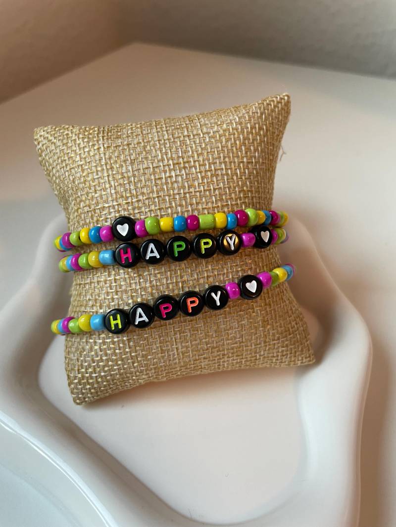Armband Happy Bunt Herz Schwarz Armband Happy Bunt Herz Schwarz von SchmetterlingsMUT