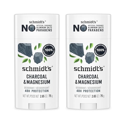 Schmidt's Aluminum Free Natural Deodorant for Women and Men, Charcoal & Magnesium with 24 Hour Odor Protection, Certified Natural, Vegan, Fresh, 2.65 Oz, Pack of 2 von Schmidt's