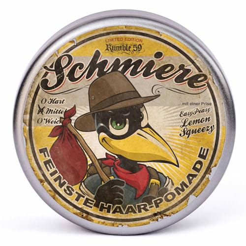 Rumble59 Schmiere Limited Edition - Greasy Lemon - Pomade Herren - Haarwachs für mittel starke Haare, Haarstyling Hair Wax haarpaste haarcreme haarwax Haar Wax, 140ml Rumble59 Schmiere Limited Edition - Greasy Lemon - Pomade Herren - Haarwachs für mittel starke Haare, Haarstyling Hair Wax haarpaste haarcreme haarwax Haar Wax, 140ml von Schmiere FEINSTE HAAR-POMADE