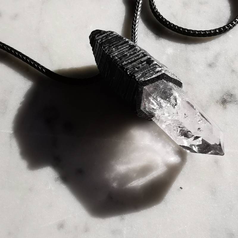 Anhänger Bergkristall 925 Silber Mit Einschluss Luft in Wasserblase Quarz, Halsschmuck Von Kord Johann Averdunk von SchmucKord