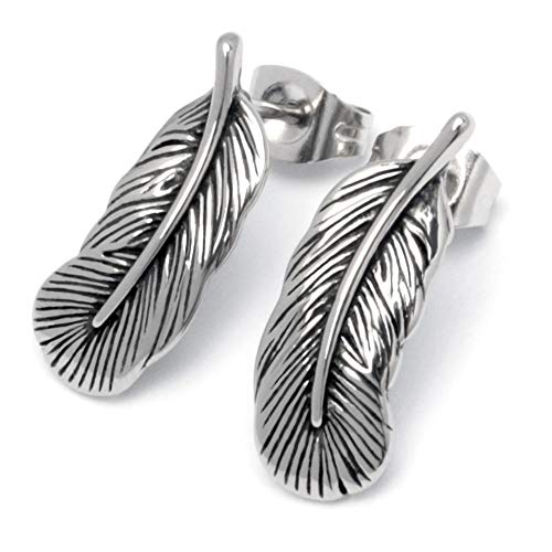 Schmuck-Checker Damen Herren Feder-Ohrstecker aus 316L Edelstahl Indianer Ohrringe silber hochwertig Schmuck Geschenk von Schmuck-Checker