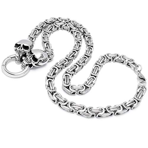 Schmuck-Checker Dicke Königskette mit Skulls und Ringverschluss Edelstahl Halskette Bikerschmuck Totenkopf Schädel Rockerschmuck von Lupsty