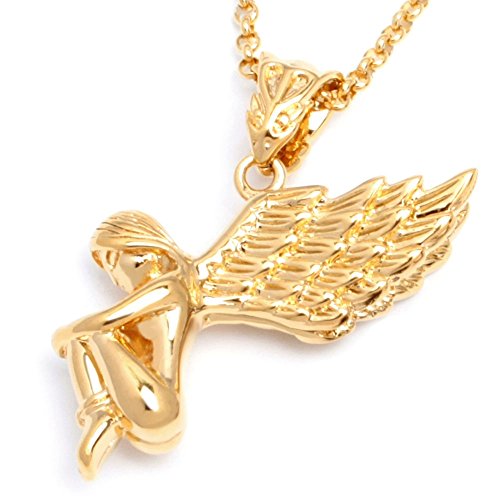 Schmuck-Checker Edelstahl Anhänger nackter Engel Flügel gefesselt Silber oder Gold + 60cm Halskette Kette (Gold) von Schmuck-Checker