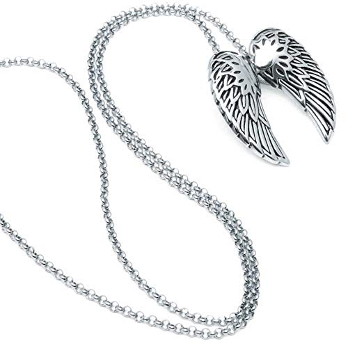 Schmuck-Checker Hochwertiger Edelstahl Anhänger silber oder gold zwei Flügel Engel Angel Wings + 60cm Halskette (Silber) von Schmuck-Checker