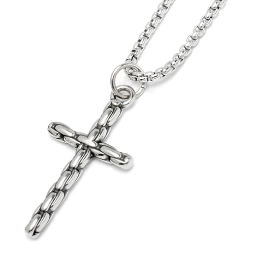 Schmuck-Checker Kleiner Kreuz-Anhänger silber poliert Herren Damen Geschenk Halskette hochwertiger Edelstahlschmuck (Variante 2) von Schmuck-Checker