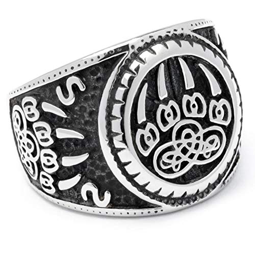 Schmuck-Checker Wikinger-Ring mit Bärentatze aus 316L Edelstahl nordischer Berserker Ring Germanen Kelten Schmuck Männer Geschenk (68 (21,6 mm Ø)) von Schmuck-Checker