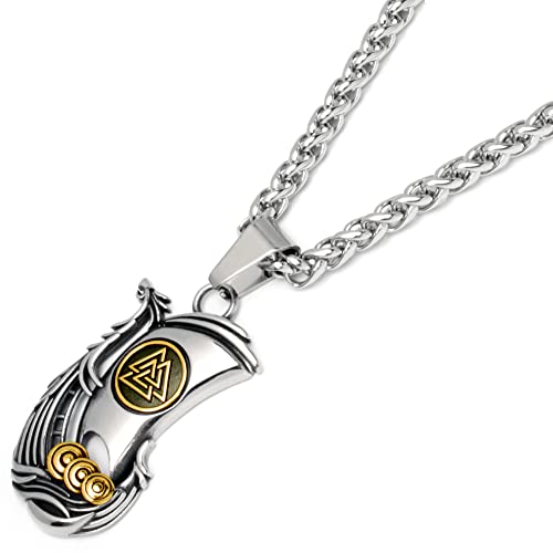 Wikinger-Schiff Kettenanhänger aus hochwertigem 316L Edelstahl Valknut Segel Drachenschiff mit Halskette Wikinger-Schmuck Herren Kette Männer Geschenk (Silber & Gold) von Schmuck-Checker