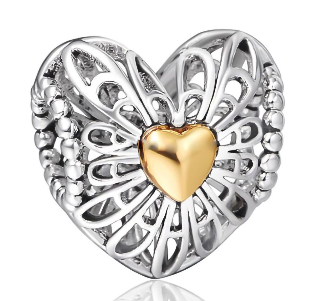 Schmuck-Elfe Bead Herz Romantic, 925 Silber teilvergoldet von Schmuck-Elfe