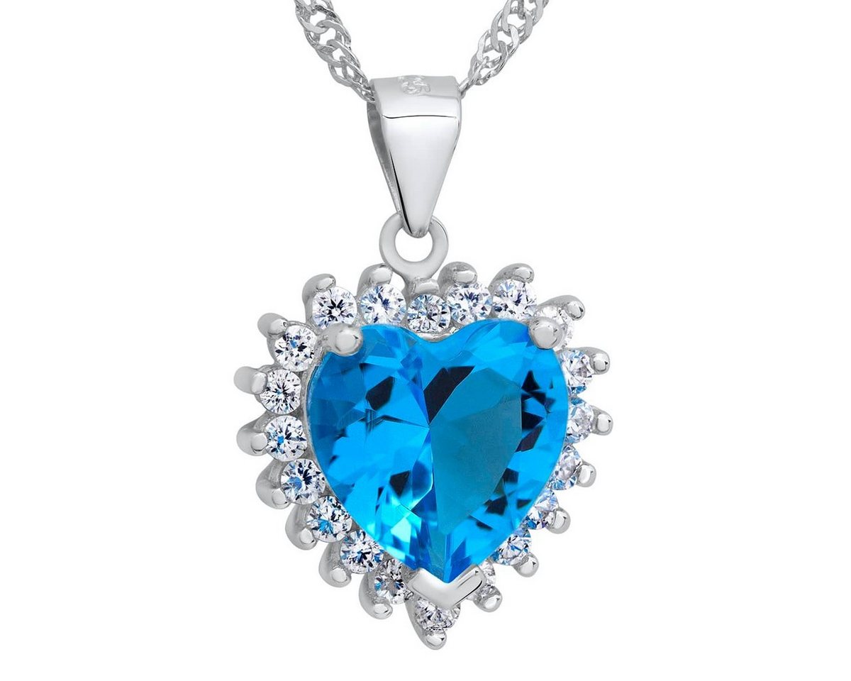 Schmuck-Elfe Herzkette Ocean Heart Aquamarin, 925 Sterling Silber von Schmuck-Elfe